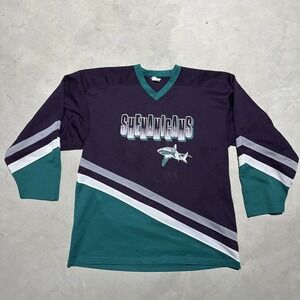 VTG 90's Kobe Hockey Jersey Men's SZ 2XL Shenanigans Sharks Mesh Retro Teal